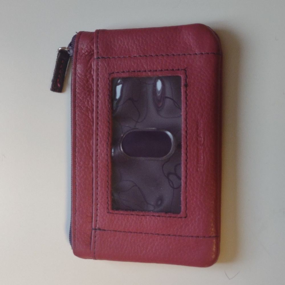 Hot Pink and Purple Genuine Pebbled Leather Wallet